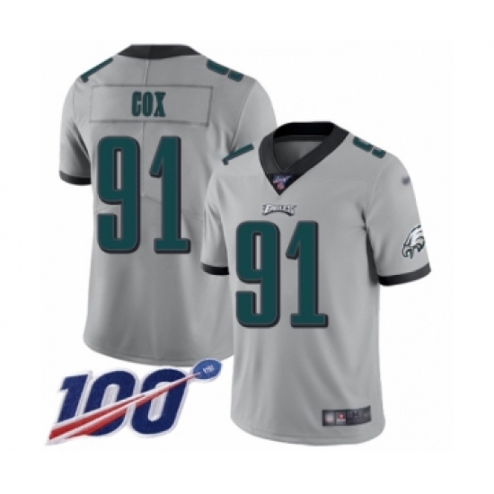 Youth Philadelphia Eagles #91 Fletcher Cox Limited Silver Inverted Legend 100th Season Football Jersey - Ujersey