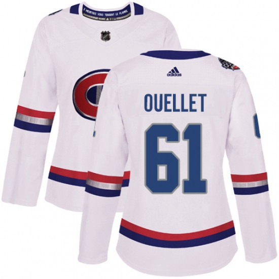 Women's Adidas Montreal Canadiens #61 Xavier Ouellet Authentic White 2017 100 Classic NHL Jersey - Ujersey