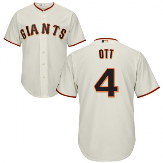 Youth Majestic San Francisco Giants #4 Mel Ott Replica Cream Home Cool Base MLB Jersey - Ujersey