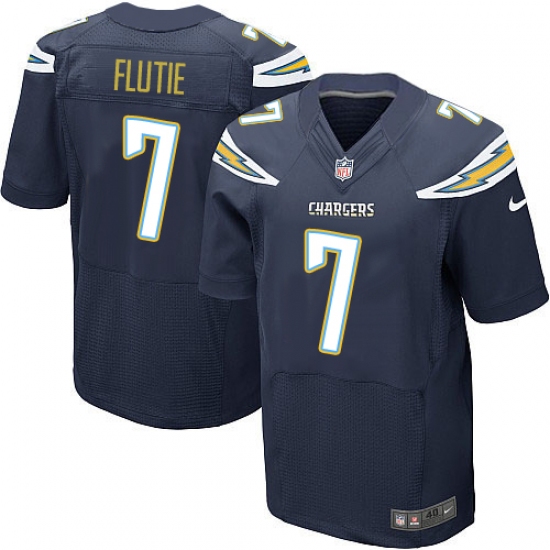 Men's Nike Los Angeles Chargers #7 Doug Flutie Elite Navy Blue Team Color NFL Jersey - Ujersey