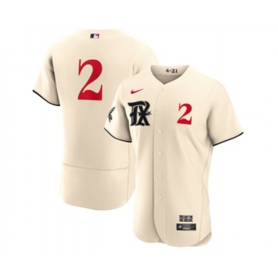 Men's Texas Rangers #2 Marcus Semien Cream 2023 City Connect Flex Base Stitched Baseball Jersey - Ujersey