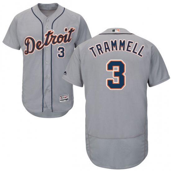 Men's Majestic Detroit Tigers #3 Alan Trammell Grey Road Flex Base Authentic Collection MLB Jersey - Ujersey