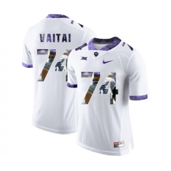 TCU Horned Frogs 74 Halapoulivaati Vaitai White With Portrait Print College Football Limited Jersey - Ujersey