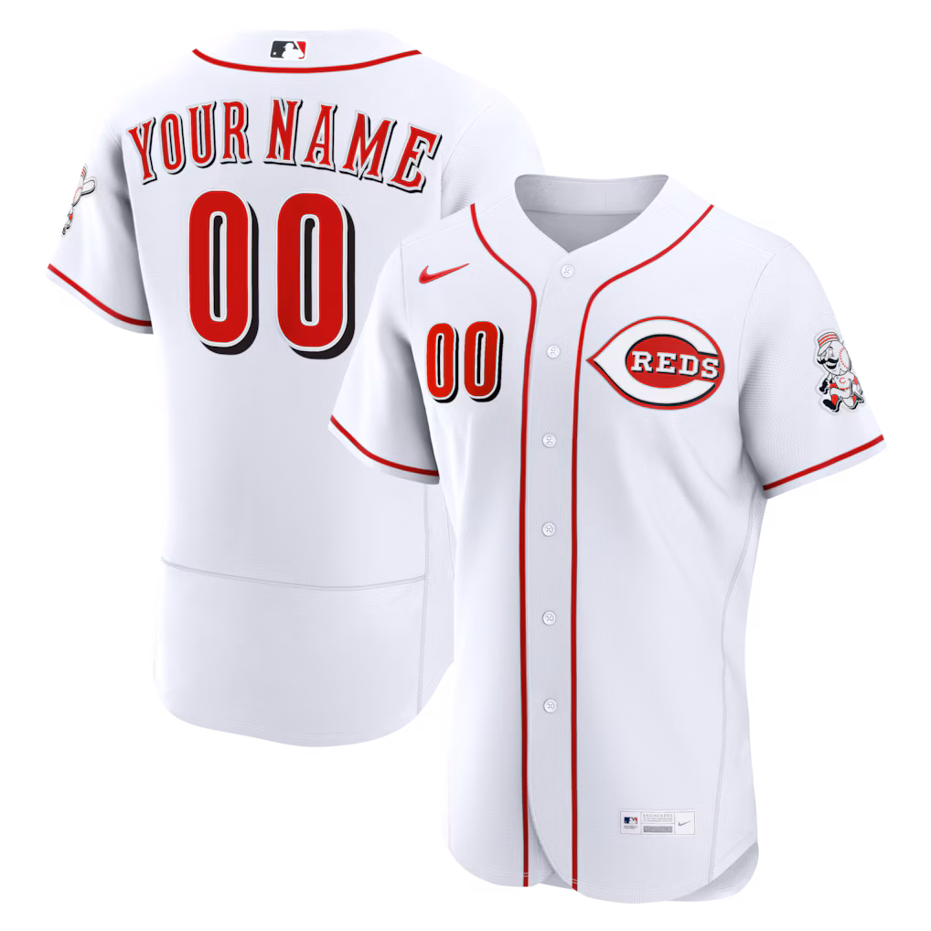 Men's Cincinnati Reds Nike White Home Authentic Custom Jersey - Ujersey NHL