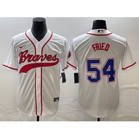 Men's Atlanta Braves #54 Max Fried White Cool Base Stitched Baseball Jersey1 - Ujersey