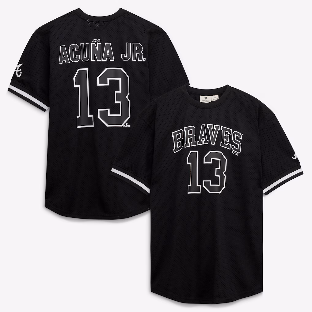 Men's Atlanta Braves Ronald Acuña Jr. Fanatics Black/White Big & Tall Heavyweight Mesh Jersey - ujerseystore