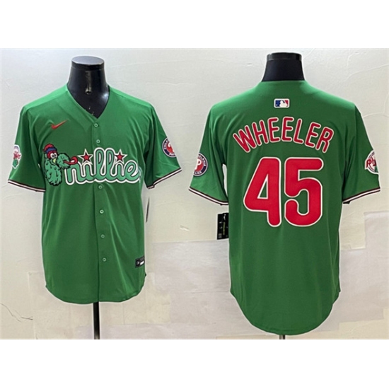 Men's Philadelphia Phillies #45 Zack Wheeler Green Phanatic Limited Stitched Jersey - Ujersey