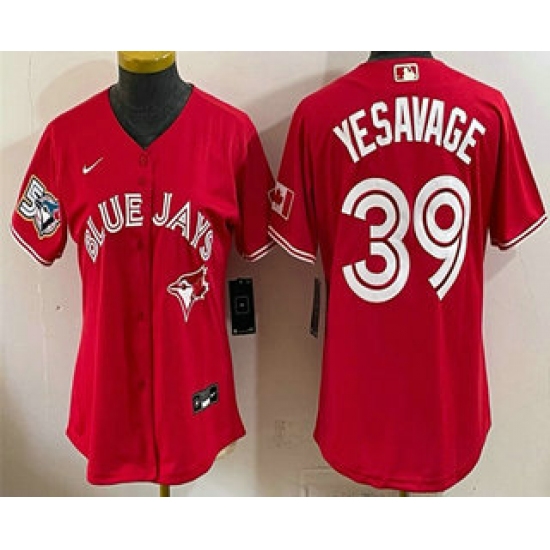 Women's Toronto Blue Jays #39 Trey Yesavage Red 50 Seasons Stitched Jersey - Ujersey