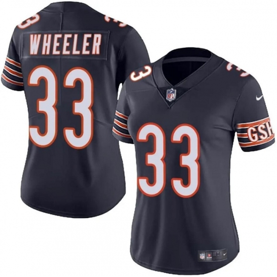 Women's Chicago Bears #33 Ian Wheeler Navy 2024 Vapor Football Stitched Jersey(Run Small) - Ujersey