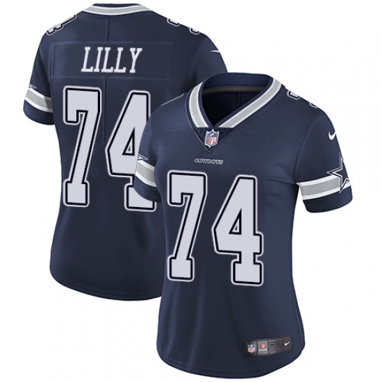Women's Nike Dallas Cowboys #74 Bob Lilly Navy Blue Team Color Vapor Untouchable Limited Player NFL Jersey - Ujersey
