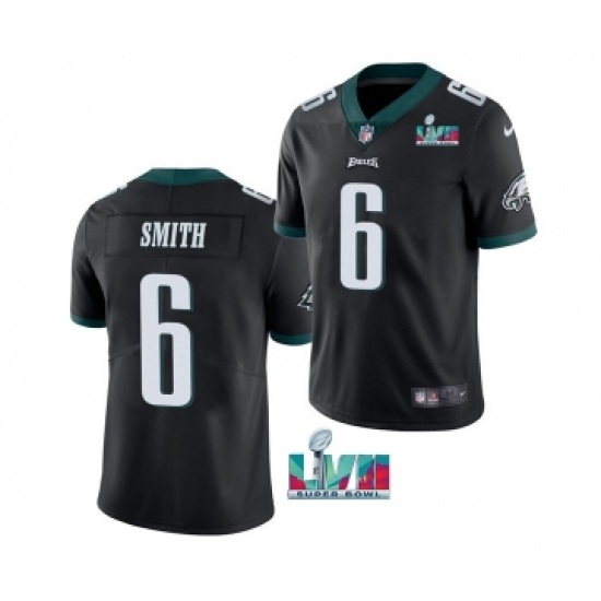 Men's Philadelphia Eagles #6 DeVonta Smith Black Super Bowl LVII Patch Vapor Untouchable Limited Stitched Jersey - Ujersey