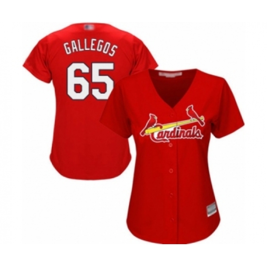 Women's St. Louis Cardinals #65 Giovanny Gallegos Authentic Red Alternate Cool Base Baseball Player Jersey - Ujersey