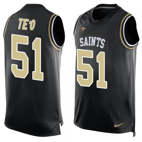 Men's Nike New Orleans Saints #51 Manti Te'o Limited Black Player Name & Number Tank Top NFL Jersey - Ujersey
