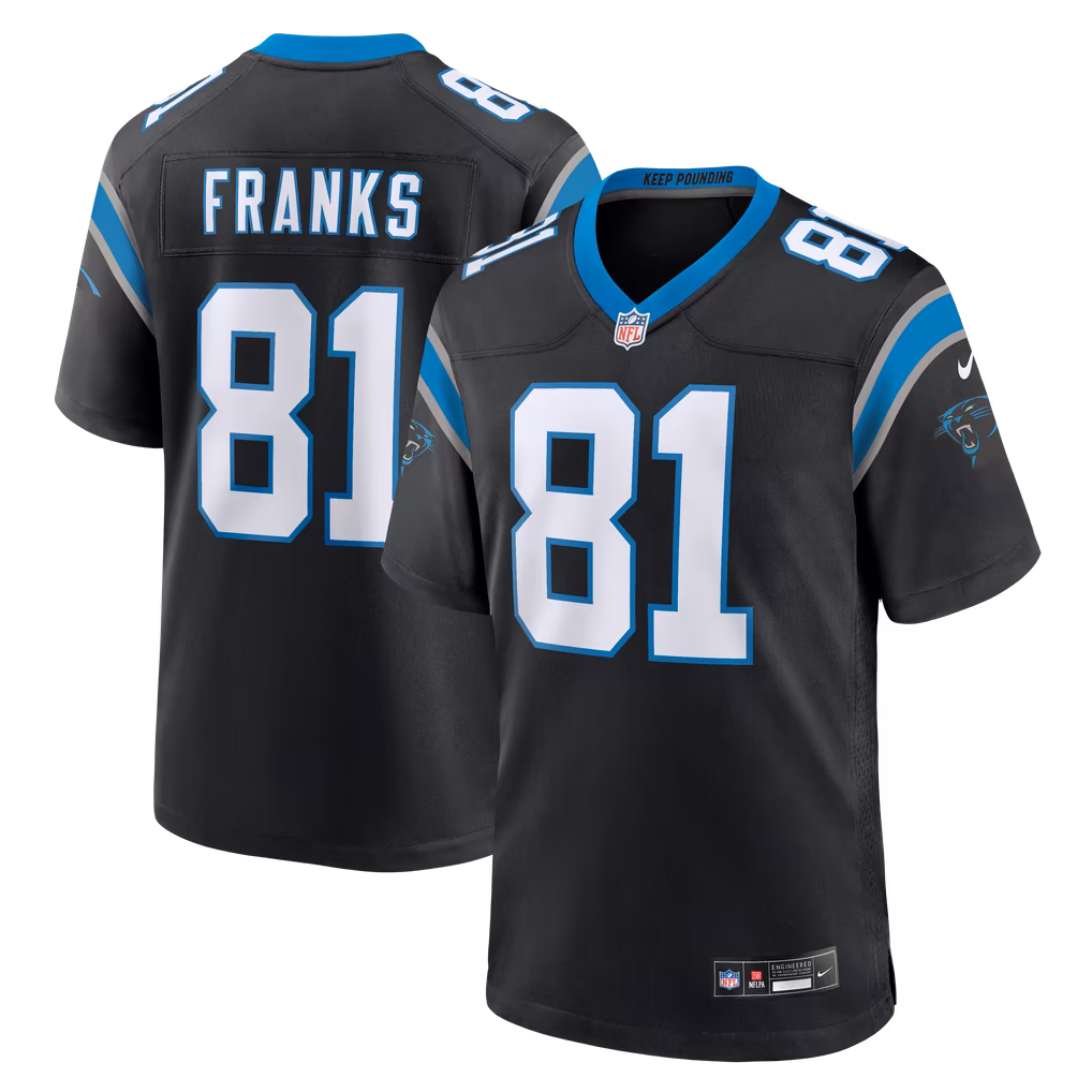 Men's Carolina Panthers Feleipe Franks Nike Black Team Game Jersey