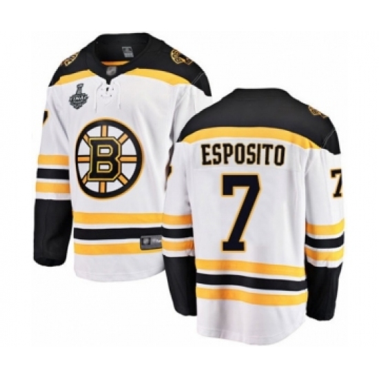 Men's Boston Bruins #7 Phil Esposito Authentic White Away Fanatics Branded Breakaway 2019 Stanley Cup Final Bound Hockey Jersey - Ujersey