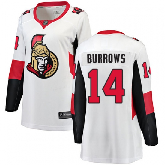Women's Ottawa Senators #14 Alexandre Burrows Fanatics Branded White Away Breakaway NHL Jersey - Ujersey