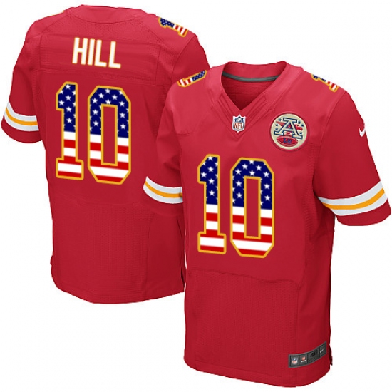 Men's Nike Kansas City Chiefs #10 Tyreek Hill Elite Red Home USA Flag Fashion NFL Jersey - ujerseystore