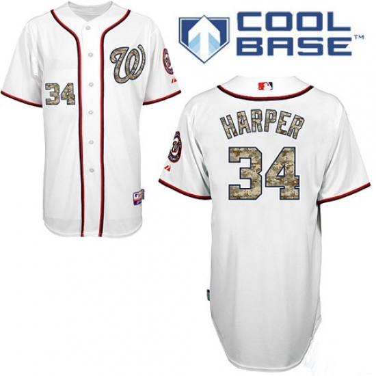 Men's Majestic Washington Nationals #34 Bryce Harper Replica White USMC Cool Base MLB Jersey - Ujersey