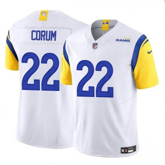 Men's Los Angeles Rams #22 Blake Corum White 2024 Draft F.U.S.E. Vapor Untouchable Football Stitched Jersey - Ujersey