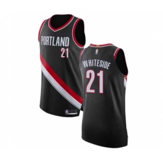 Men's Portland Trail Blazers #21 Hassan Whiteside Authentic Black Basketball Jersey - Icon Edition - Ujersey