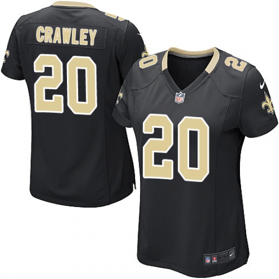 Women's Nike New Orleans Saints #20 Ken Crawley Game Black Team Color NFL Jersey - Ujersey