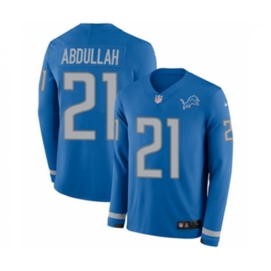 Youth Nike Detroit Lions #21 Ameer Abdullah Limited Blue Therma Long Sleeve NFL Jersey - Ujersey