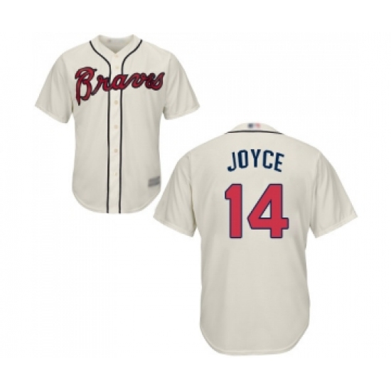 Men's Atlanta Braves #14 Matt Joyce Replica Cream Alternate 2 Cool Base Baseball Jersey - Ujersey