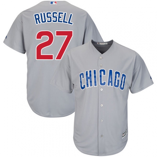 Men's Majestic Chicago Cubs #27 Addison Russell Replica Grey Road Cool Base MLB Jersey - Ujersey