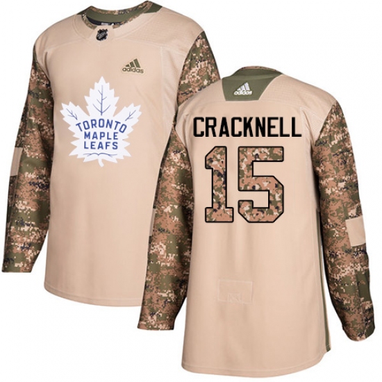 Men's Adidas Toronto Maple Leafs #15 Adam Cracknell Authentic Camo Veterans Day Practice NHL Jersey - Ujersey