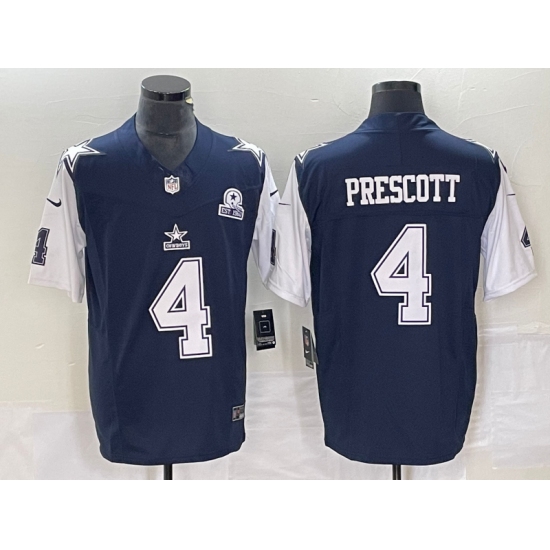 Men's Nike Dallas Cowboys #4 Dak Prescott Navy 2023 F.U.S.E. Vapor Limited Stitched Football Jerseys - Ujersey