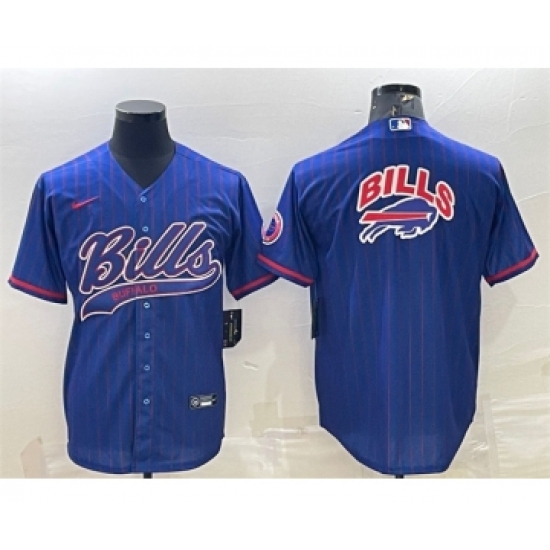 Men's Buffalo Bills Team Big Logo With Patch Cool Base Stitched Baseball Jersey - Ujersey