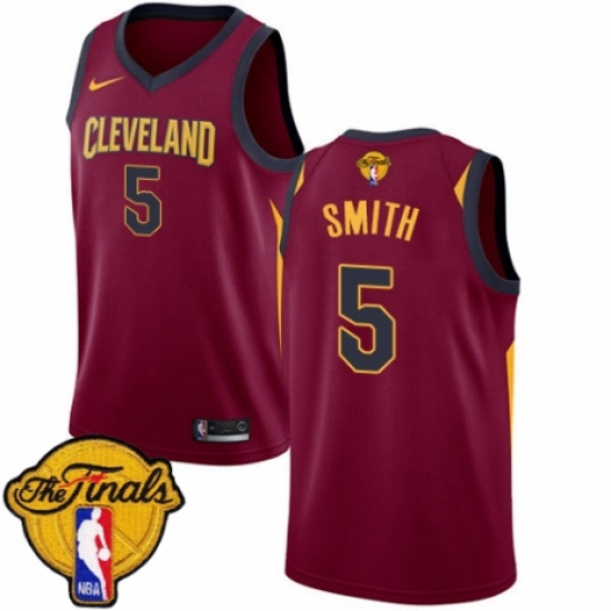 Men's Nike Cleveland Cavaliers #5 J.R. Smith Swingman Maroon 2018 NBA Finals Bound NBA Jersey - Icon Edition - Ujersey