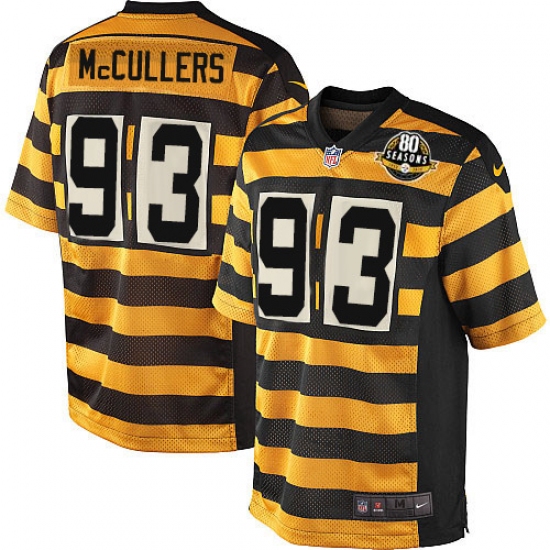 Men's Nike Pittsburgh Steelers #93 Dan McCullers Game Yellow/Black Alternate 80TH Anniversary Throwback NFL Jersey - Ujersey