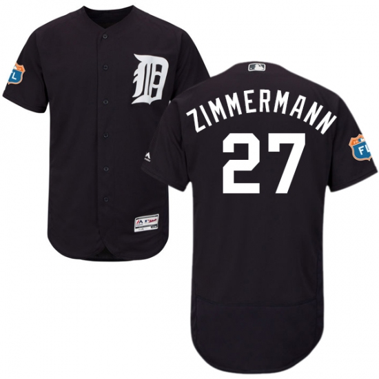 Men's Majestic Detroit Tigers #27 Jordan Zimmermann Navy Blue Alternate Flex Base Authentic Collection MLB Jersey - Ujersey