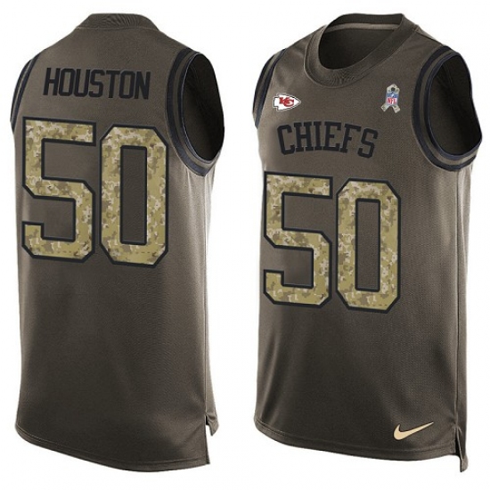 Men's Nike Kansas City Chiefs #50 Justin Houston Limited Green Salute to Service Tank Top NFL Jersey - Ujersey