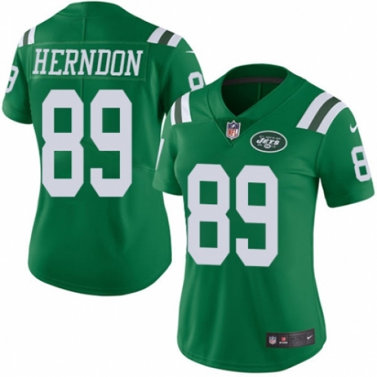 Women's Nike New York Jets #89 Chris Herndon Limited Green Rush Vapor Untouchable NFL Jersey - Ujersey