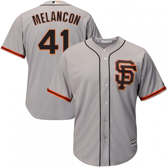 Youth Majestic San Francisco Giants #41 Mark Melancon Authentic Grey Road 2 Cool Base MLB Jersey - Ujersey