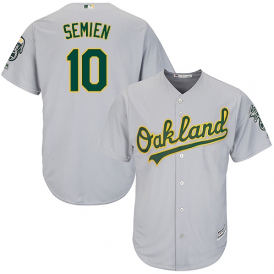 Men's Majestic Oakland Athletics #10 Marcus Semien Replica Grey Road Cool Base MLB Jersey - Ujersey
