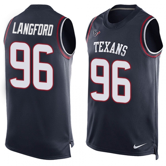 Men's Nike Houston Texans #96 Kendall Langford Limited Navy Blue Player Name & Number Tank Top NFL Jersey - Ujersey