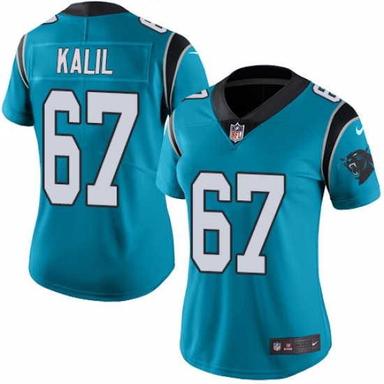 Women's Nike Carolina Panthers #67 Ryan Kalil Blue Alternate Vapor Untouchable Limited Player NFL Jersey - Ujersey