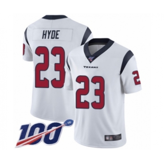 Men's Houston Texans #23 Carlos Hyde White Vapor Untouchable Limited Player 100th Season Football Jersey - Ujersey