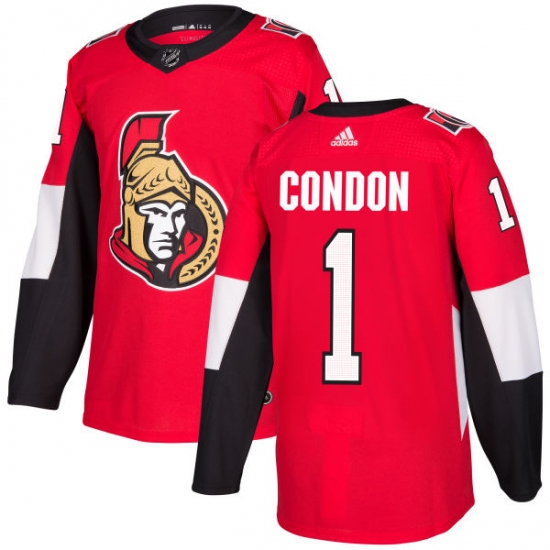Men's Adidas Ottawa Senators #1 Mike Condon Authentic Red Home NHL Jersey - Ujersey