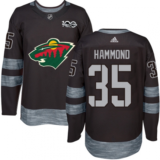 Men's Adidas Minnesota Wild #35 Andrew Hammond Authentic Black 1917-2017 100th Anniversary NHL Jersey - Ujersey