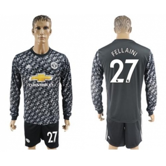 Manchester United #27 Fellaini Black Long Sleeves Soccer Club Jersey