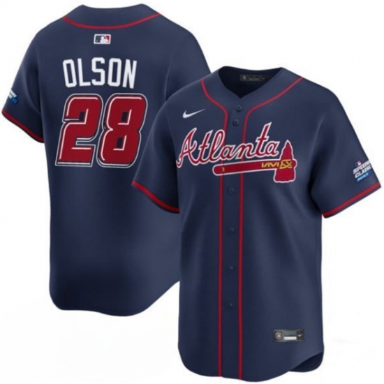 Men's Atlanta Braves #28 Matt Olson Navy 2025 Speedway Classic Alternate Limited Stitched Baseball Jersey - Ujersey