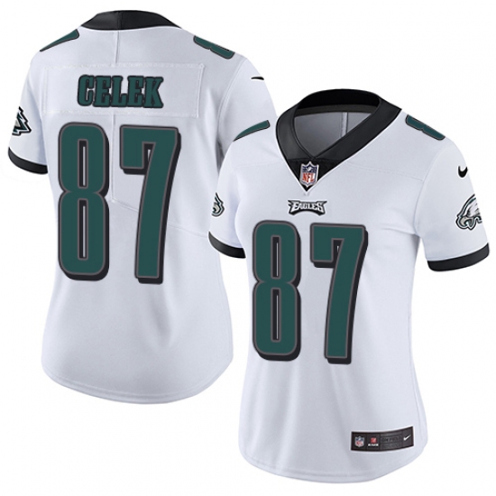 Women's Nike Philadelphia Eagles #87 Brent Celek White Vapor Untouchable Limited Player NFL Jersey - Ujersey