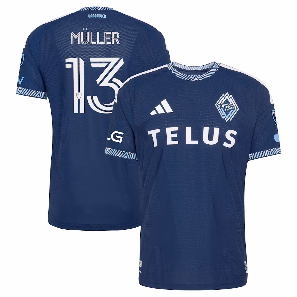 Men's Vancouver Whitecaps FC Thomas Müller adidas Blue 2026 The Coastal Jersey On-Field Authentic Patch Jersey