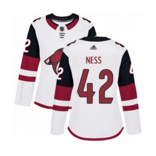 Women's Arizona Coyotes #42 Aaron Ness Authentic White Away Hockey Jersey - Ujersey