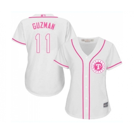 Women's Texas Rangers #11 Ronald Guzman Replica White Fashion Cool Base Baseball Jersey - Ujersey