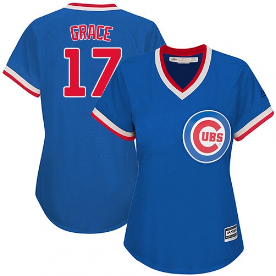 Women's Majestic Chicago Cubs #17 Mark Grace Replica Royal Blue Cooperstown MLB Jersey - Ujersey
